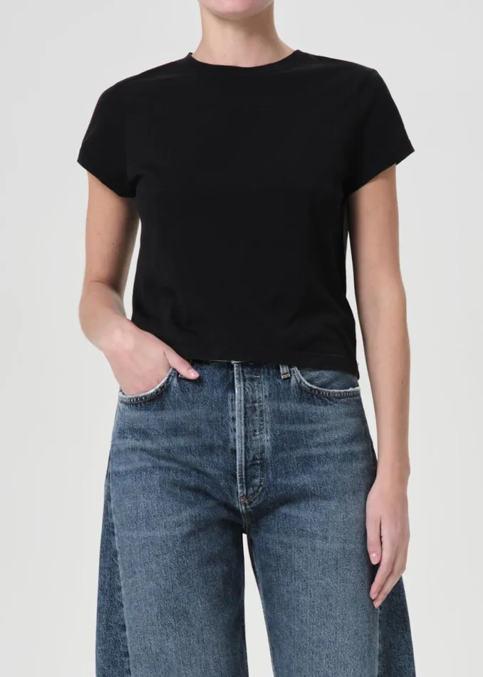 Tops and Bodysuits Women Agolde Adine Shrunken Tee In Black