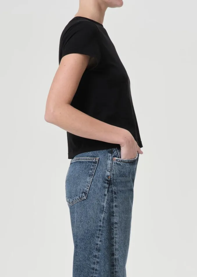 Tops and Bodysuits Women Agolde Adine Shrunken Tee In Black