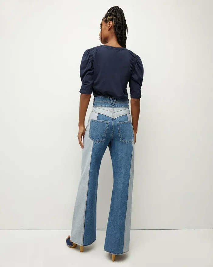 Tops and Tees Shop Veronica Beard Jessa PuffSleeve Cotton Tee Marine
