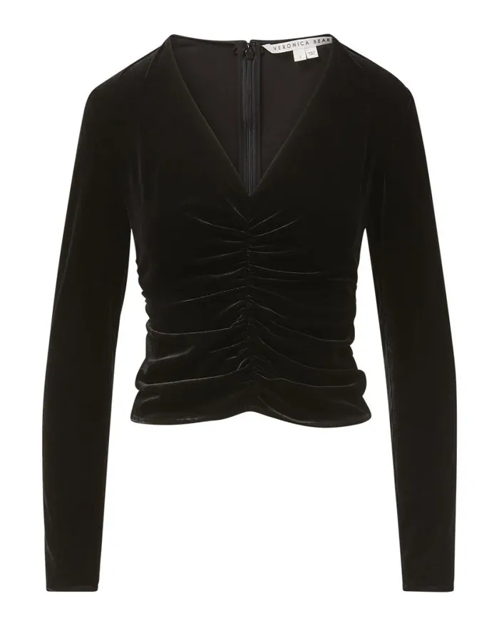 Tops and Tees Shop Veronica Beard Pelona StretchVelvet Top Black
