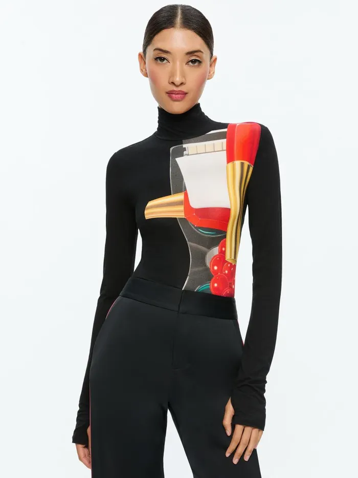Tops Women Alice Olivia AO X TOM WESSELMANN DELAINA LONG SLEEVE TURTLENECK TOP Still Life