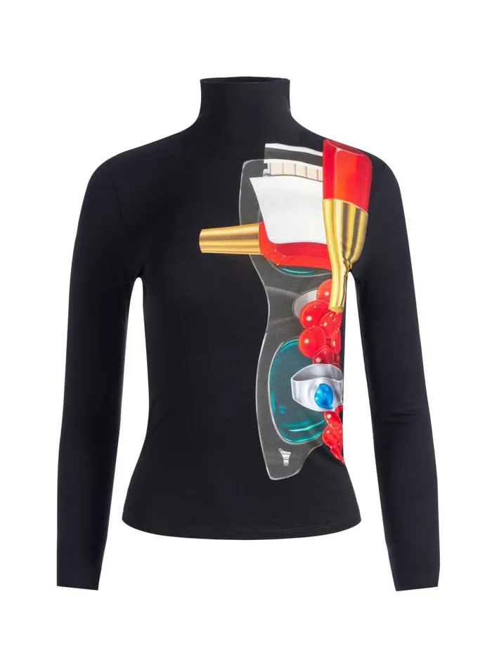 Tops Women Alice Olivia AO X TOM WESSELMANN DELAINA LONG SLEEVE TURTLENECK TOP Still Life