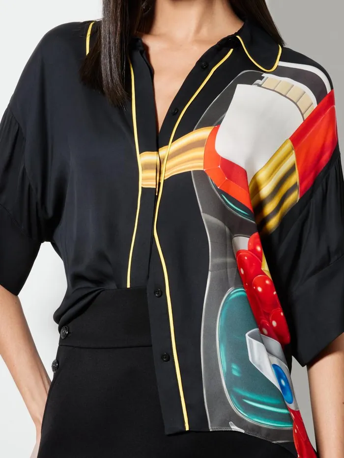 Tops Women Alice Olivia AO X TOM WESSELMANN EDYTH HIGH LOW BUTTON DOWN Still Life