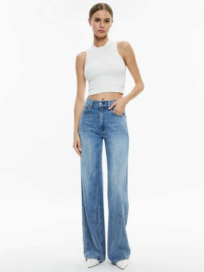 Tops Women Alice Olivia BIGSBY RIBBED TANK Soft White