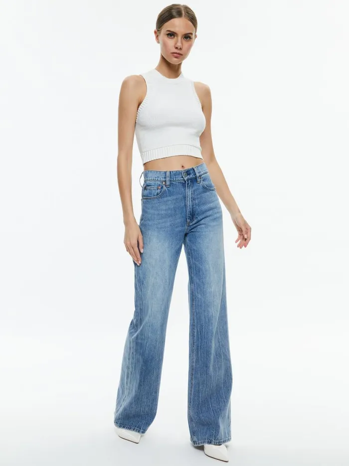 Tops Women Alice Olivia BIGSBY RIBBED TANK Soft White