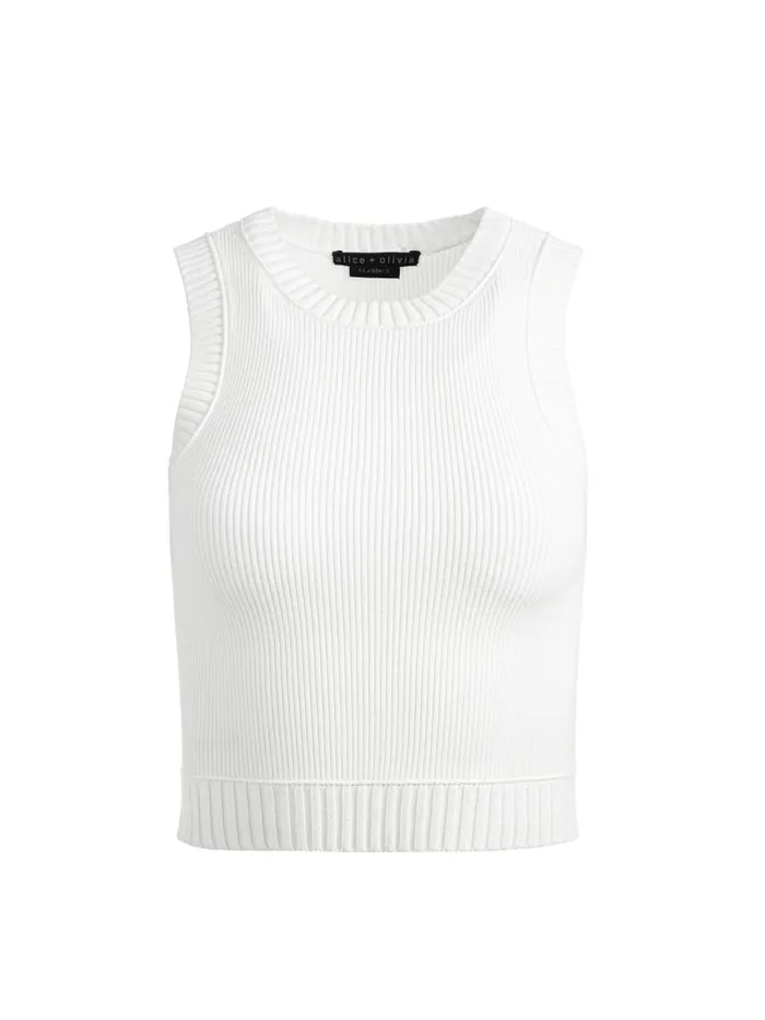 Tops Women Alice Olivia BIGSBY RIBBED TANK Soft White