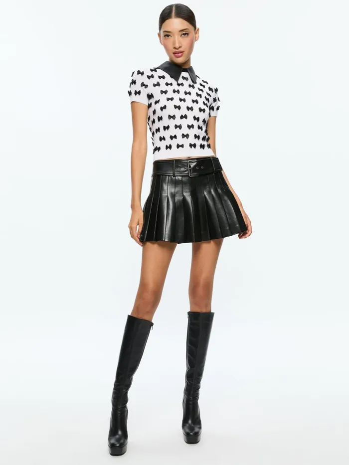 Tops Women Alice Olivia CIARA SHORT SLEEVE PULLOVER Soft Whiteblack