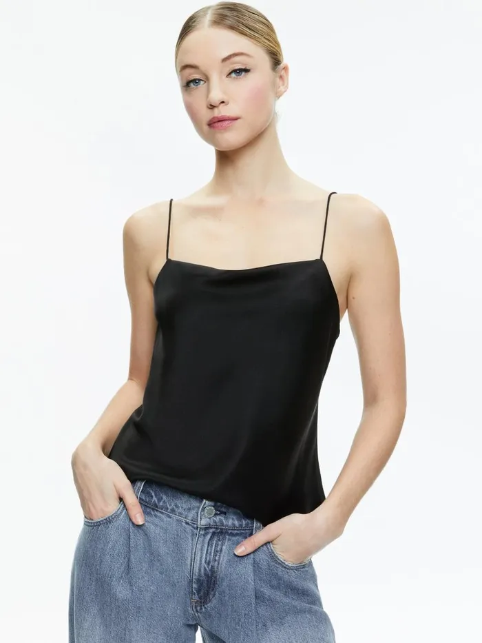 Tops Women Alice Olivia HARMON DRAPEY SLIP TANK Almond