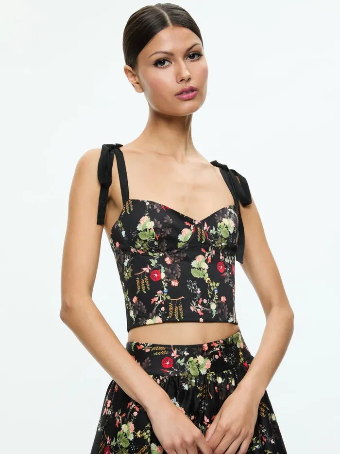 Tops Women Alice Olivia HELENE BUSTIER TOP Blush Kiss Black