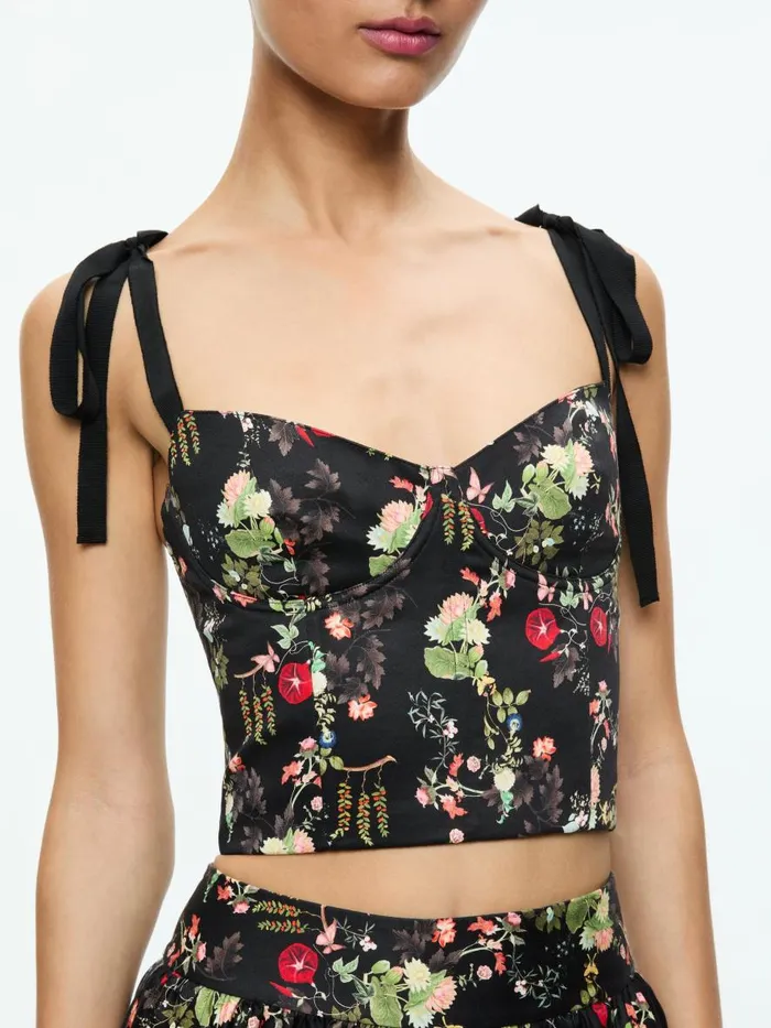 Tops Women Alice Olivia HELENE BUSTIER TOP Blush Kiss Black