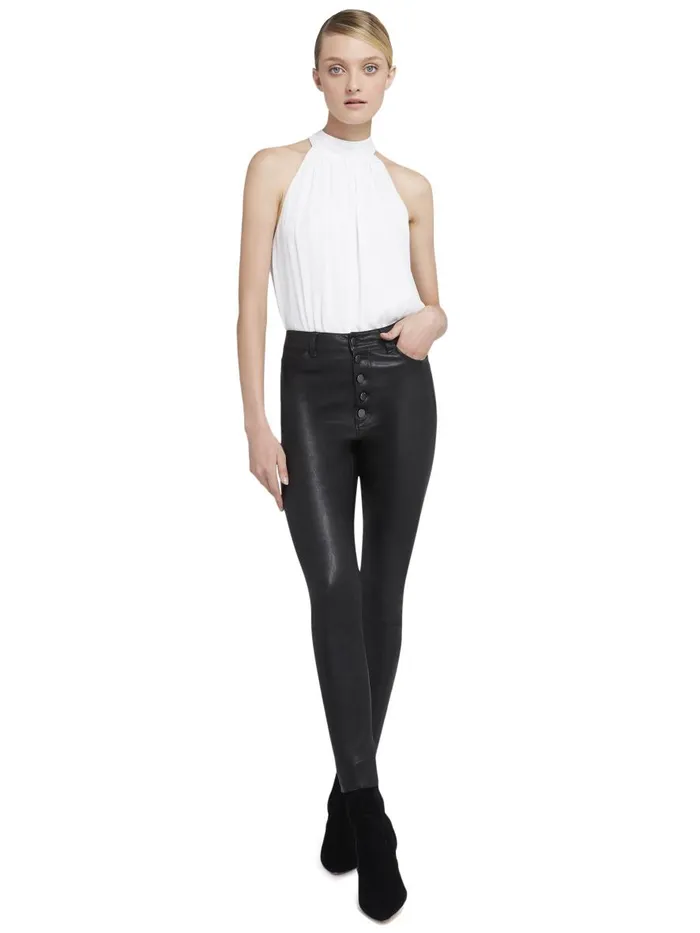 Tops Women Alice Olivia MARIS HALTER NECK GATHERED TOP Black