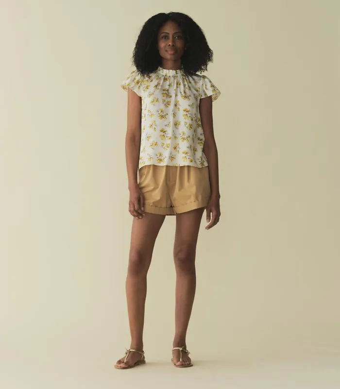 Tops Women DEN Yvie Top Gold Frolicking Floral Tops Women DEN Yvie Top Gold Frolicking Floral