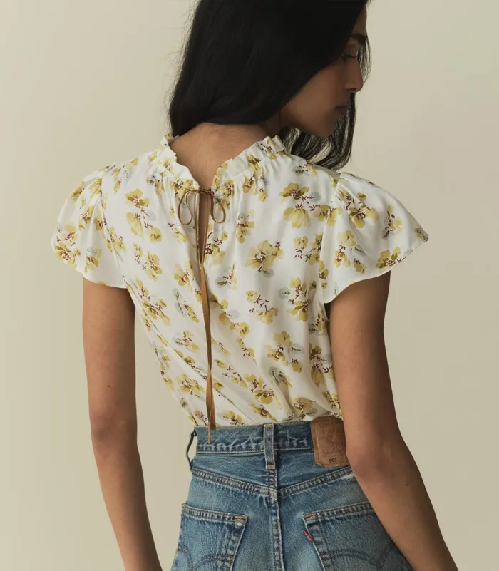 Tops Women DEN Yvie Top Gold Frolicking Floral Tops Women DEN Yvie Top Gold Frolicking Floral