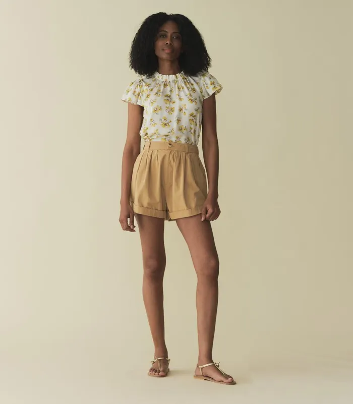 Tops Women DEN Yvie Top Gold Frolicking Floral Tops Women DEN Yvie Top Gold Frolicking Floral