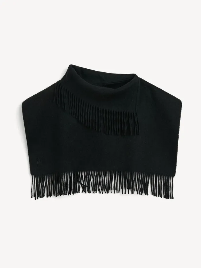 Turtla Wool Fringe Bib Black Women By Malene Birger Scarves