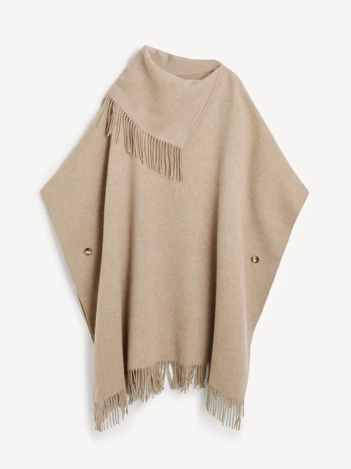 Turtlo Wool Poncho Grey Brown Melange Women By Malene Birger Scarves