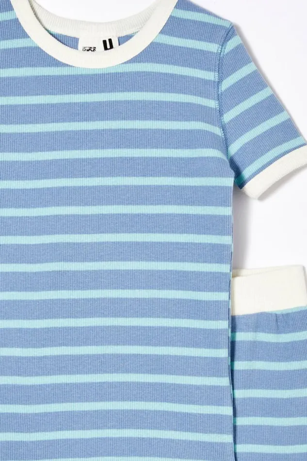 Tyler Short Sleeve Pyjama Set Marian Stripe Dusty Bluebarber Blue GirlsBoys Cotton On Sleepwear Tyler Short Sleeve Pyjama Set Marian Stripe Dusty Bluebarber Blue GirlsBoys Cotton On Sleepwear