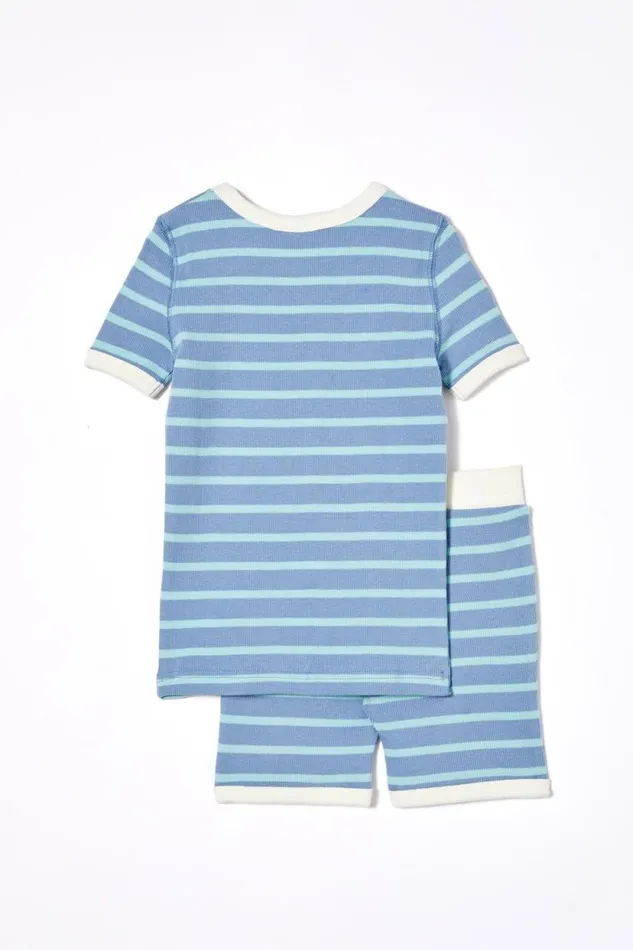 Tyler Short Sleeve Pyjama Set Marian Stripe Dusty Bluebarber Blue GirlsBoys Cotton On Sleepwear Tyler Short Sleeve Pyjama Set Marian Stripe Dusty Bluebarber Blue GirlsBoys Cotton On Sleepwear