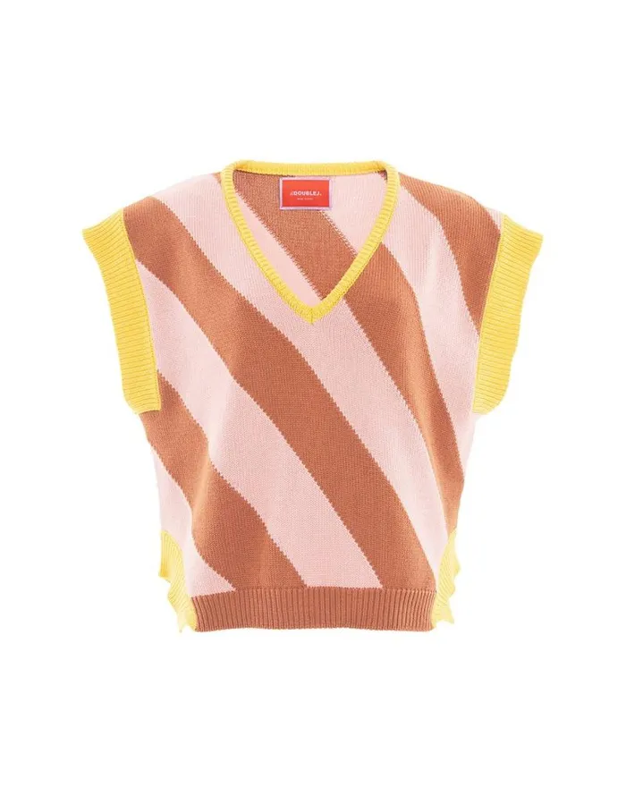 Veneziana Gilet Pink Women La Double J Knitwear Veneziana Gilet Pink Women La Double J Knitwear