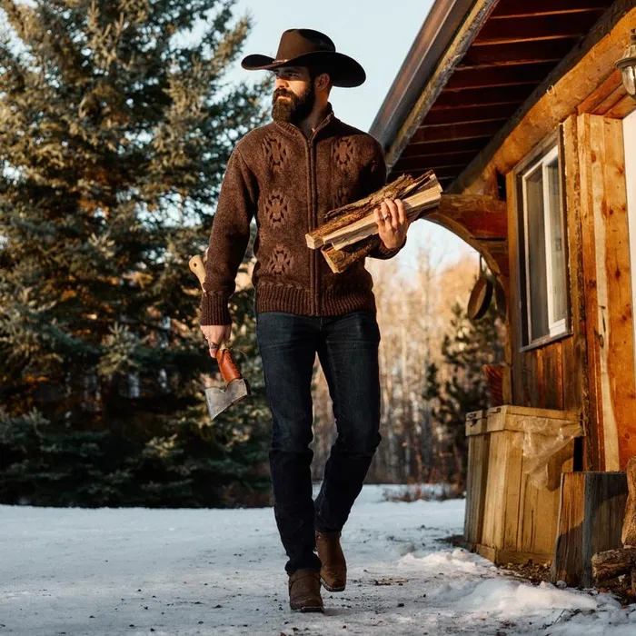 Vertical Aztec Cardigan Brown Men Stetson Jackets