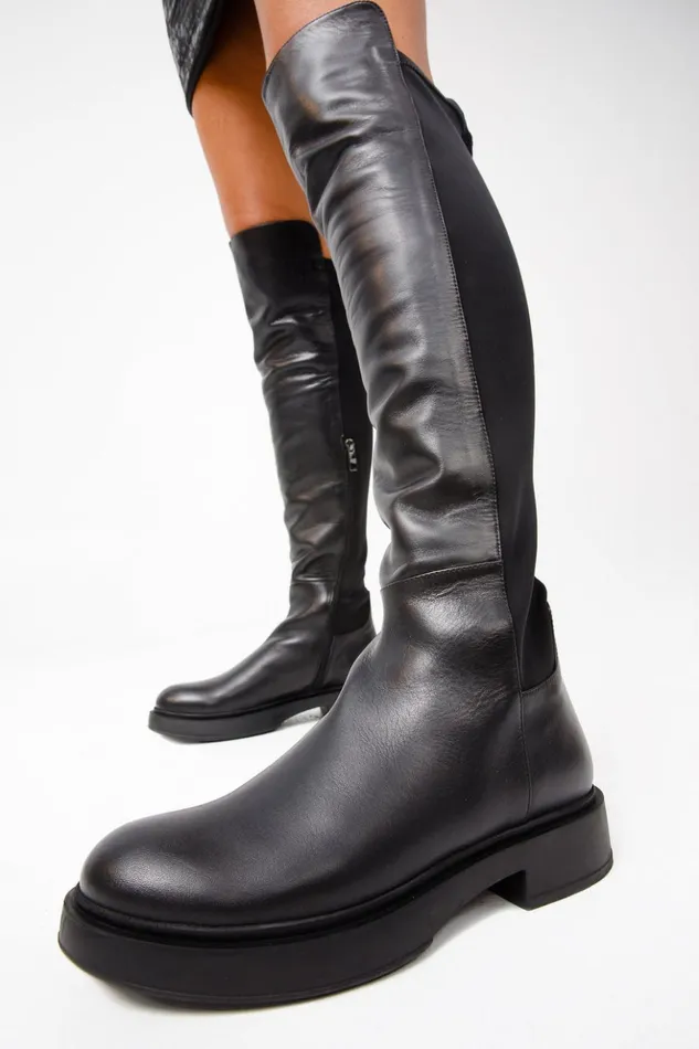 Vinci Leather Boots and Booties The Harmony Belle Black Leather Knee High Boot 8211 Women