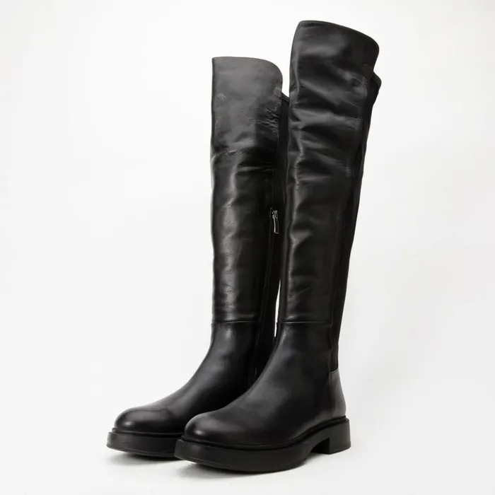 Vinci Leather Boots and Booties The Harmony Belle Black Leather Knee High Boot 8211 Women