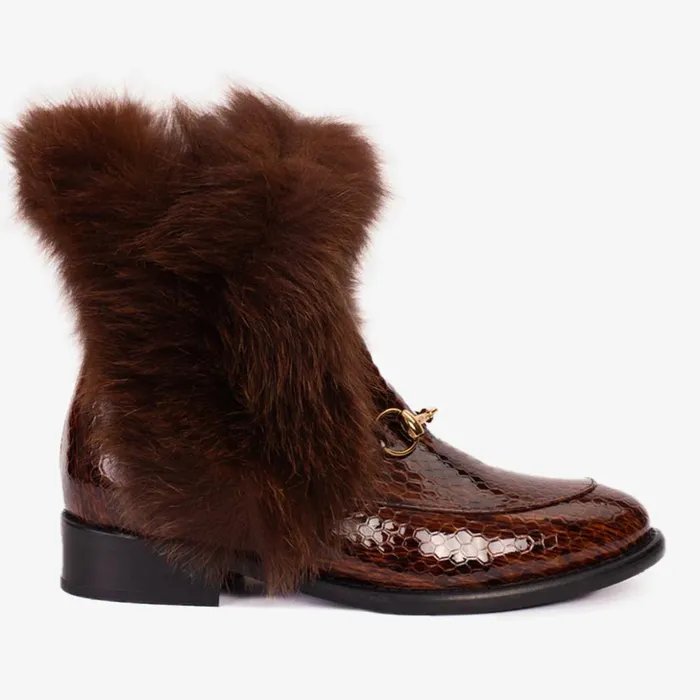 Vinci Leather Boots and Booties The Izmir Brown Patent Leather Natural Fur Mid Calf Boot 8211 Women Vinci Leather Boots and Booties The Izmir Brown Patent Leather Natural Fur Mid Calf Boot 8211 Women