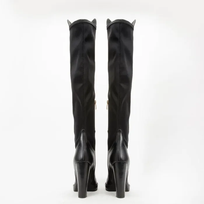 Vinci Leather Boots and Booties The Sao Paulo Black Leather Knee High Platform Heel Boot 8211 Women