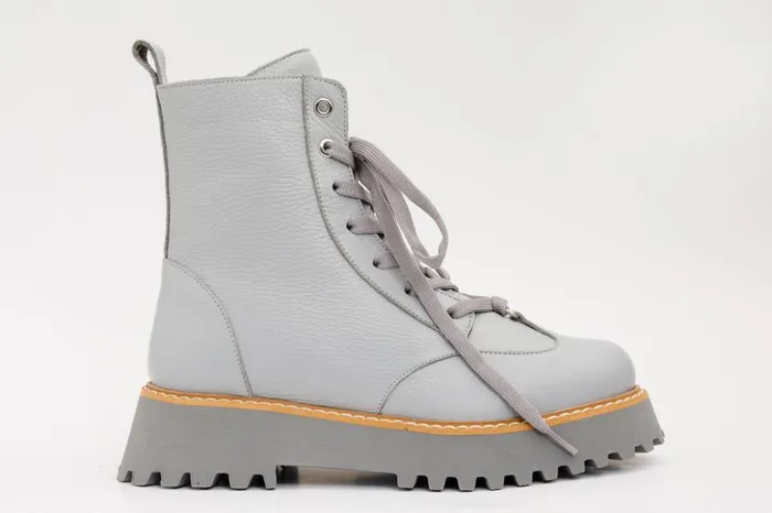 Vinci Leather Boots and Booties The Yildiz Grey Leather LaceUp Ankle Boot With A Side Zipper 8211 Women Vinci Leather Boots and Booties The Yildiz Grey Leather LaceUp Ankle Boot With A Side Zipper 8211 Women