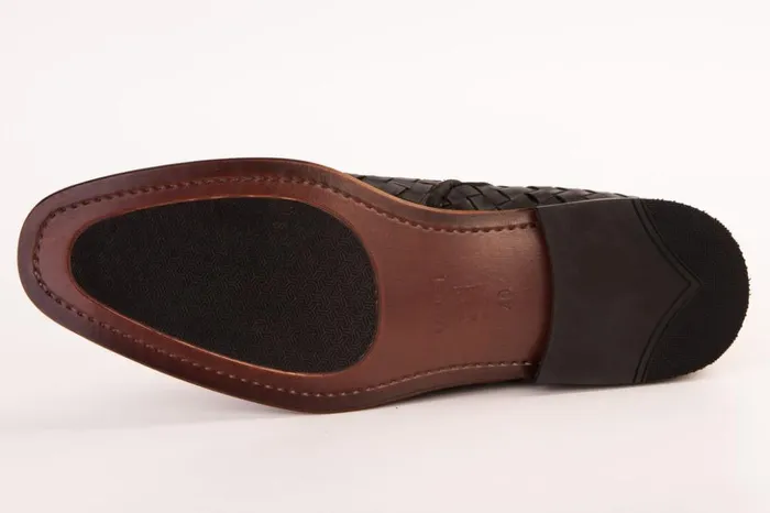 Vinci Leather Boots The Wellington Black Handwoven Leather Boot With A Zipper 8211 Men