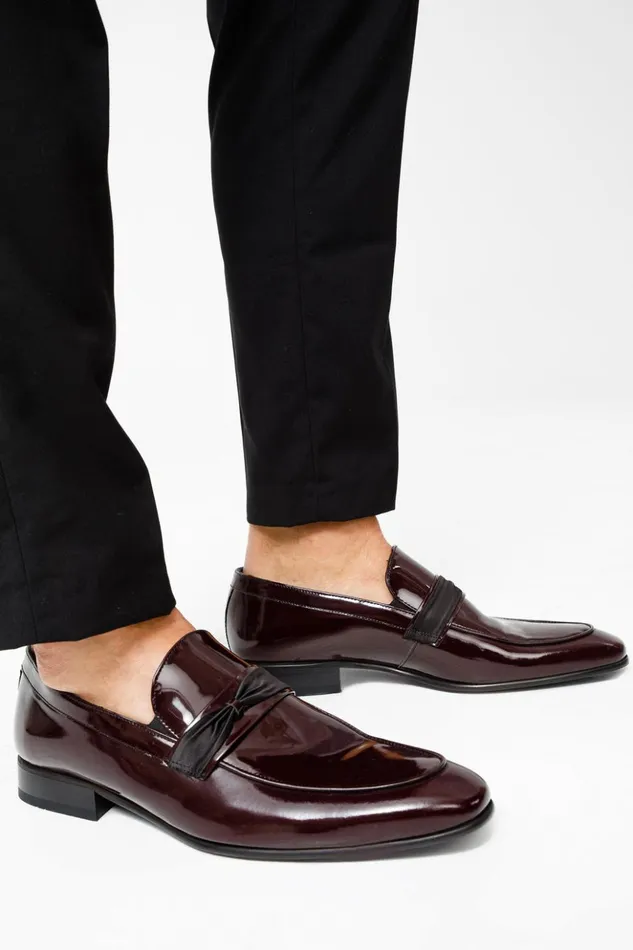Vinci Leather Dress Shoes The Dodoma Burgundy Patent Leather Loafer Shoe 8211 Men