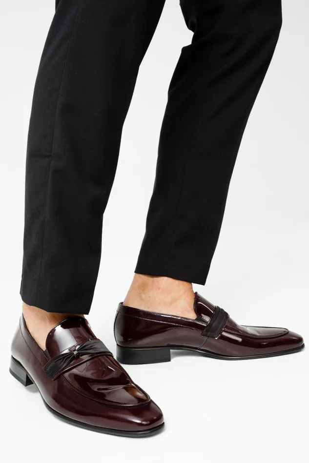 Vinci Leather Dress Shoes The Dodoma Burgundy Patent Leather Loafer Shoe 8211 Men