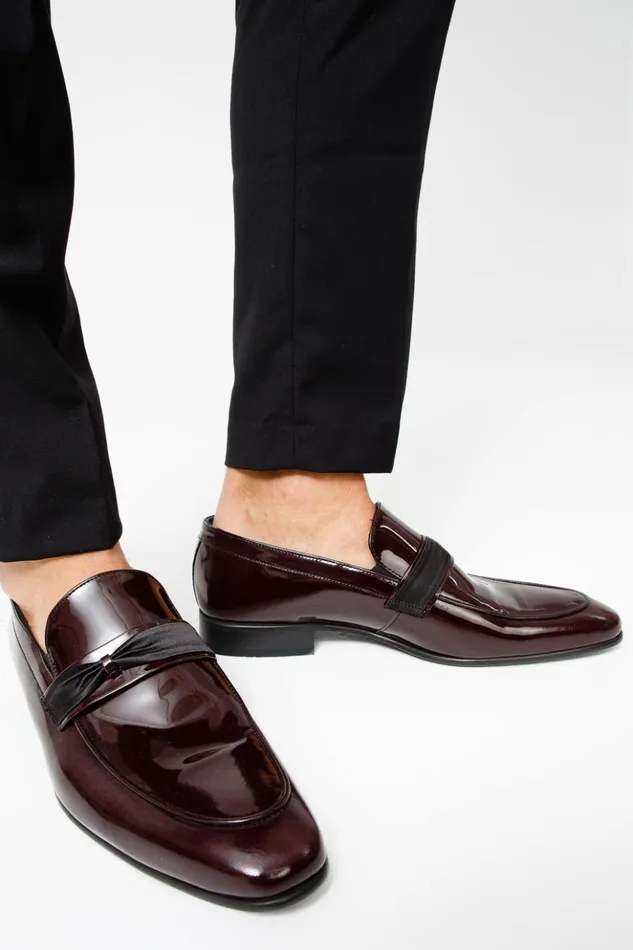 Vinci Leather Dress Shoes The Dodoma Burgundy Patent Leather Loafer Shoe 8211 Men