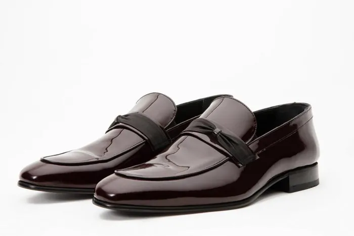 Vinci Leather Dress Shoes The Dodoma Burgundy Patent Leather Loafer Shoe 8211 Men