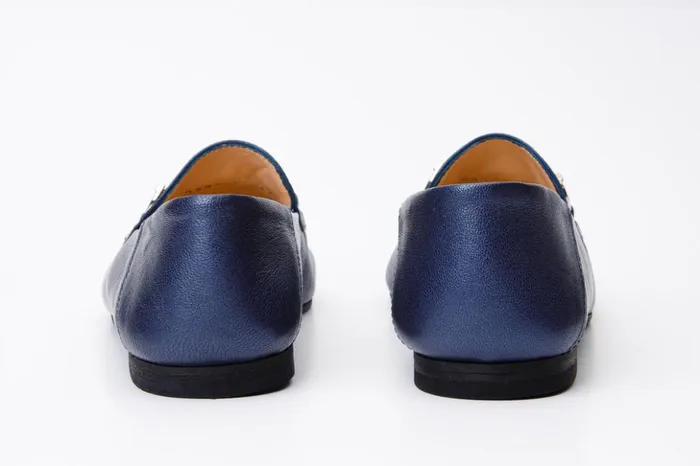 Vinci Leather Flats Luanda Navy Blue Leather Flat Shoe 8211 Women