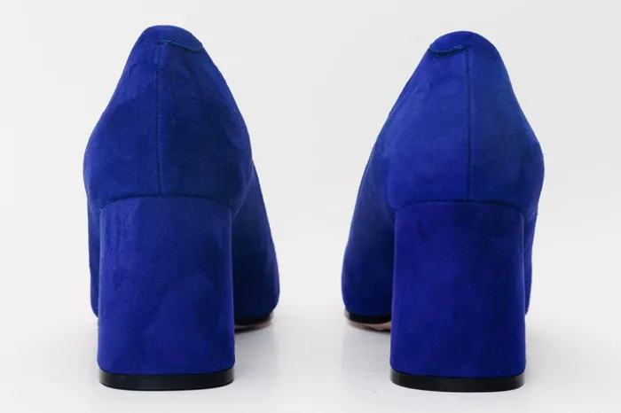 Vinci Leather Heels The California Sax Blue Suede Leather Block Heel Pump Shoe 8211 Women
