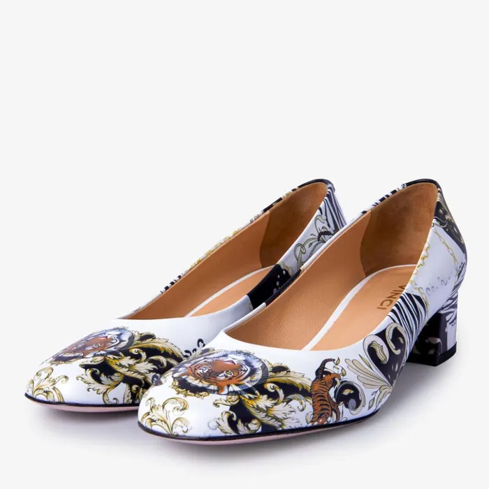 Vinci Leather Heels The Perugia White Leather Lower Heel Pump Shoe 8211 Women