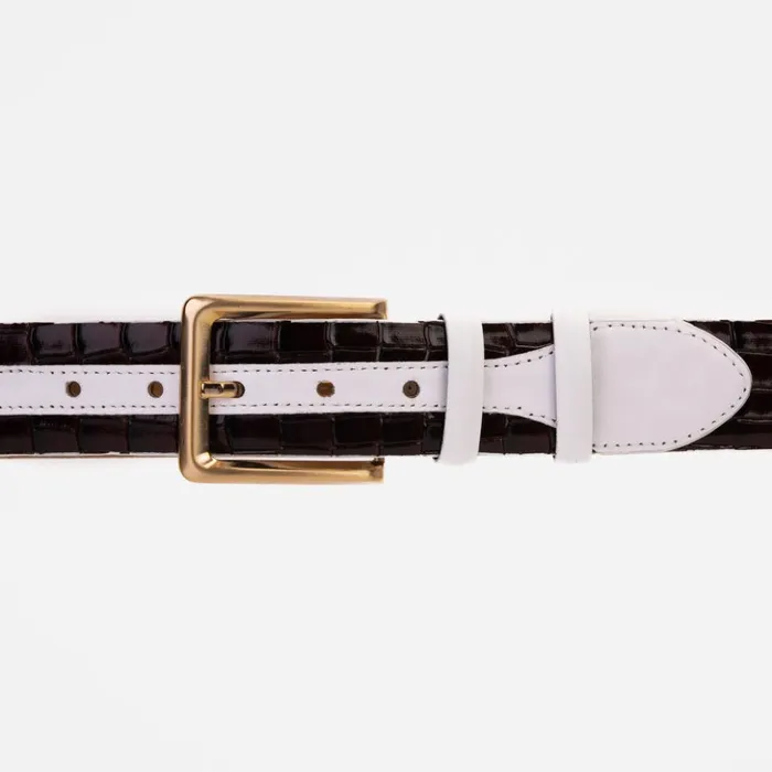 Vinci Leather Leather Belts The Bellagio Brown and White Leather Belt 8211 Men