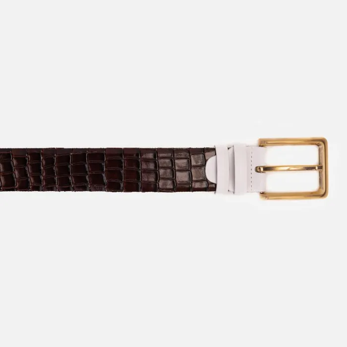 Vinci Leather Leather Belts The Bellagio Brown and White Leather Belt 8211 Men