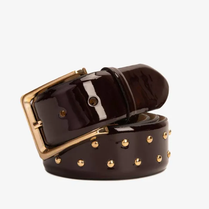 Vinci Leather Leather Belts The Jupiter Burgundy Patent Leather Spike Leather Belt 8211 Men