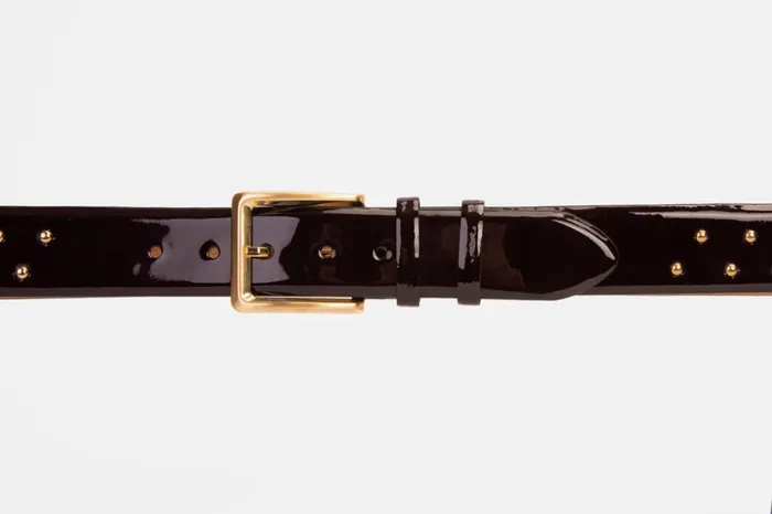 Vinci Leather Leather Belts The Jupiter Burgundy Patent Leather Spike Leather Belt 8211 Men