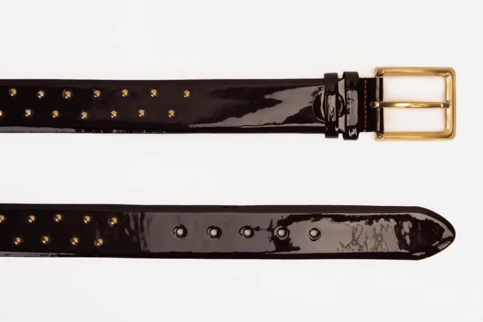 Vinci Leather Leather Belts The Jupiter Burgundy Patent Leather Spike Leather Belt 8211 Men