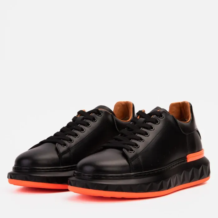 Vinci Leather Sneakers The Linq Black and Orange Leather Sneaker 8211 Men
