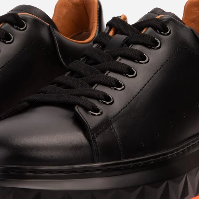 Vinci Leather Sneakers The Linq Black and Orange Leather Sneaker 8211 Men