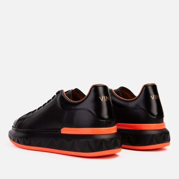 Vinci Leather Sneakers The Linq Black and Orange Leather Sneaker 8211 Men