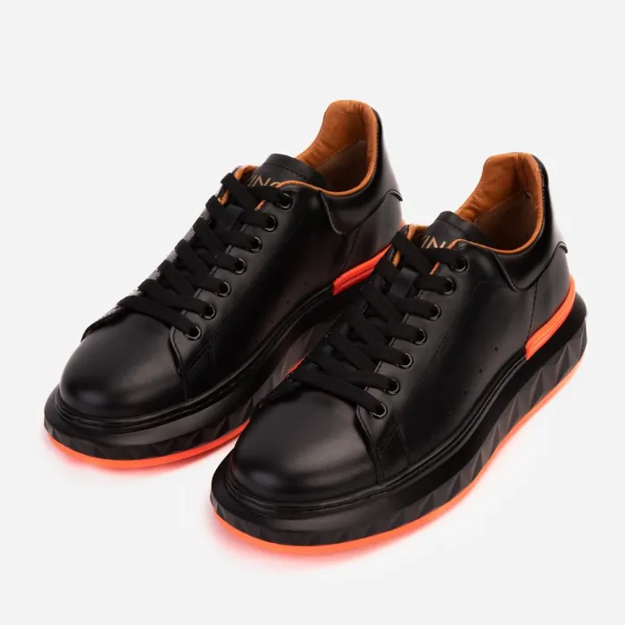 Vinci Leather Sneakers The Linq Black and Orange Leather Sneaker 8211 Men