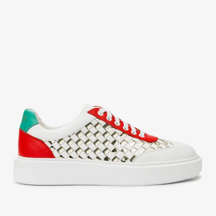 Vinci Leather Sneakers The Messina White and Gold Woven Leather Sneaker 8211 Men Vinci Leather Sneakers The Messina White and Gold Woven Leather Sneaker 8211 Men