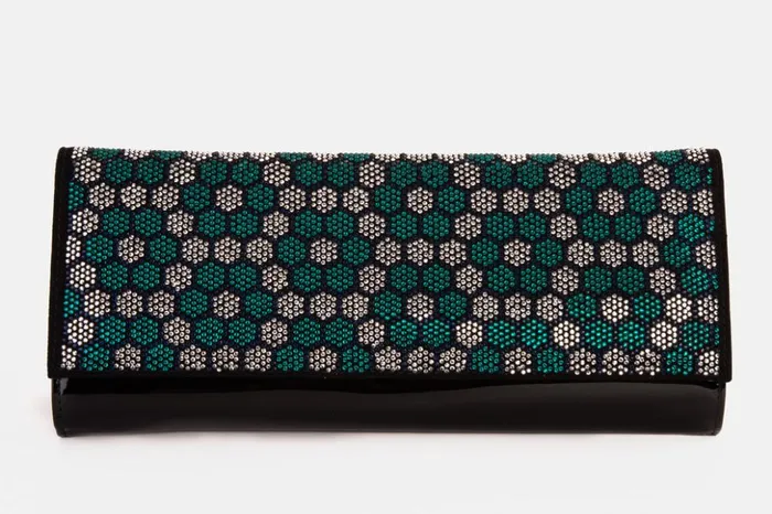 Vinci Leather Women Bags The Doha Black Leather Glitter Clutch 8211 Women