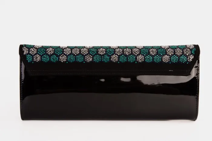 Vinci Leather Women Bags The Doha Black Leather Glitter Clutch 8211 Women