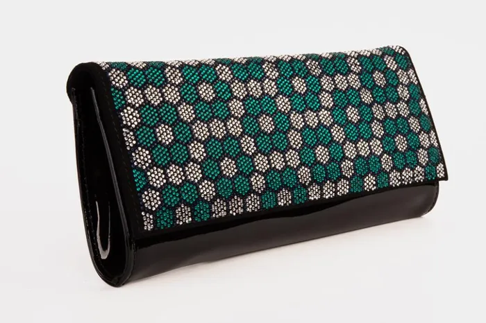 Vinci Leather Women Bags The Doha Black Leather Glitter Clutch 8211 Women